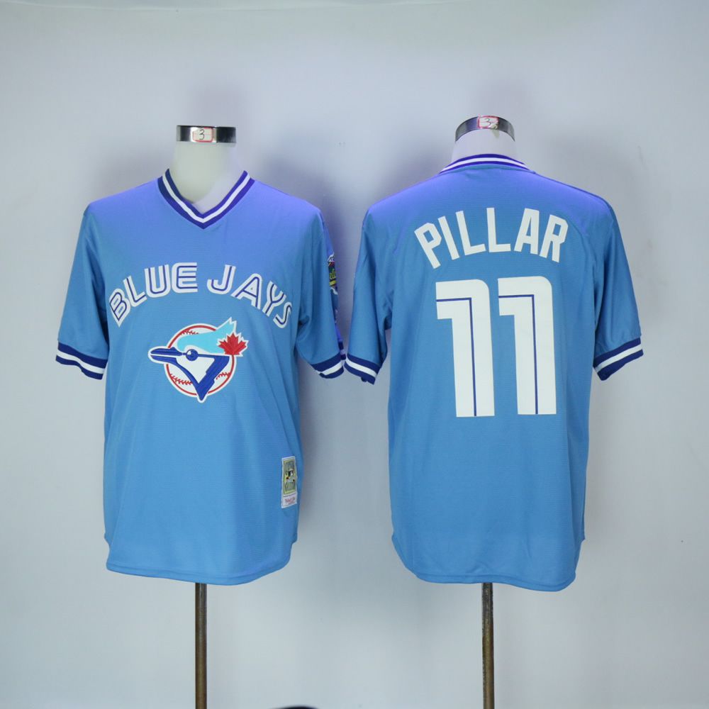 Men Toronto Blue Jays 11 Pillar Light Blue Throwback MLB Jerseys